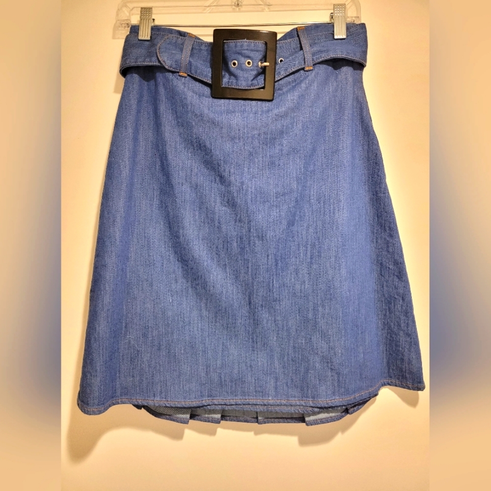 Red Valentino Denim Pleated Midi skirt with Bow, size 42